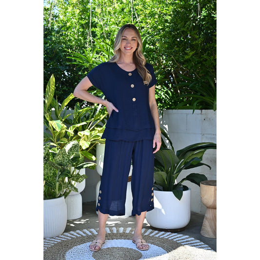 Eliza top -Navy