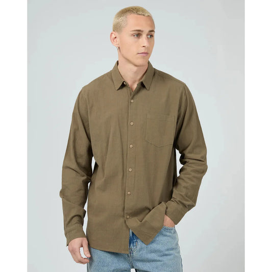Linen LS Shirt - Khaki