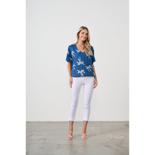 Palm Top - Blue/Wht