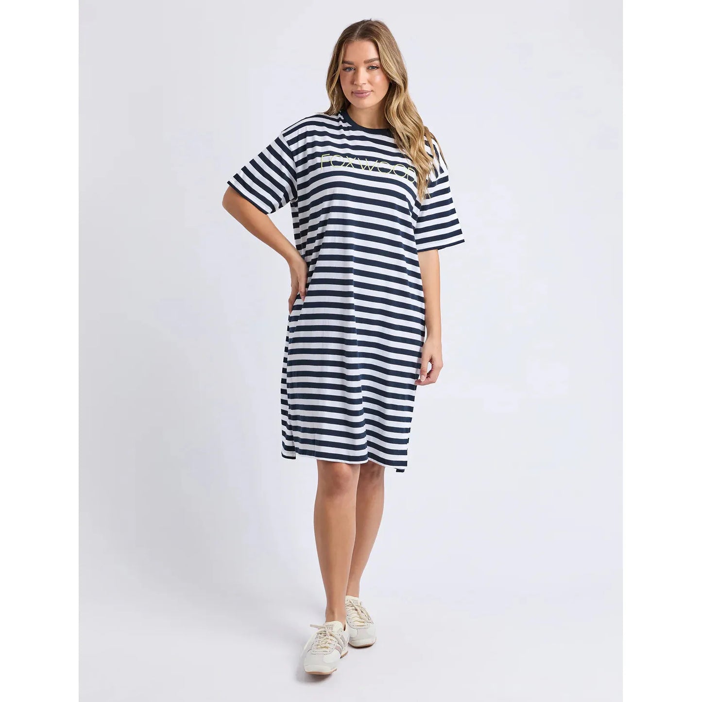 Simplified T dress - Ny/Wht