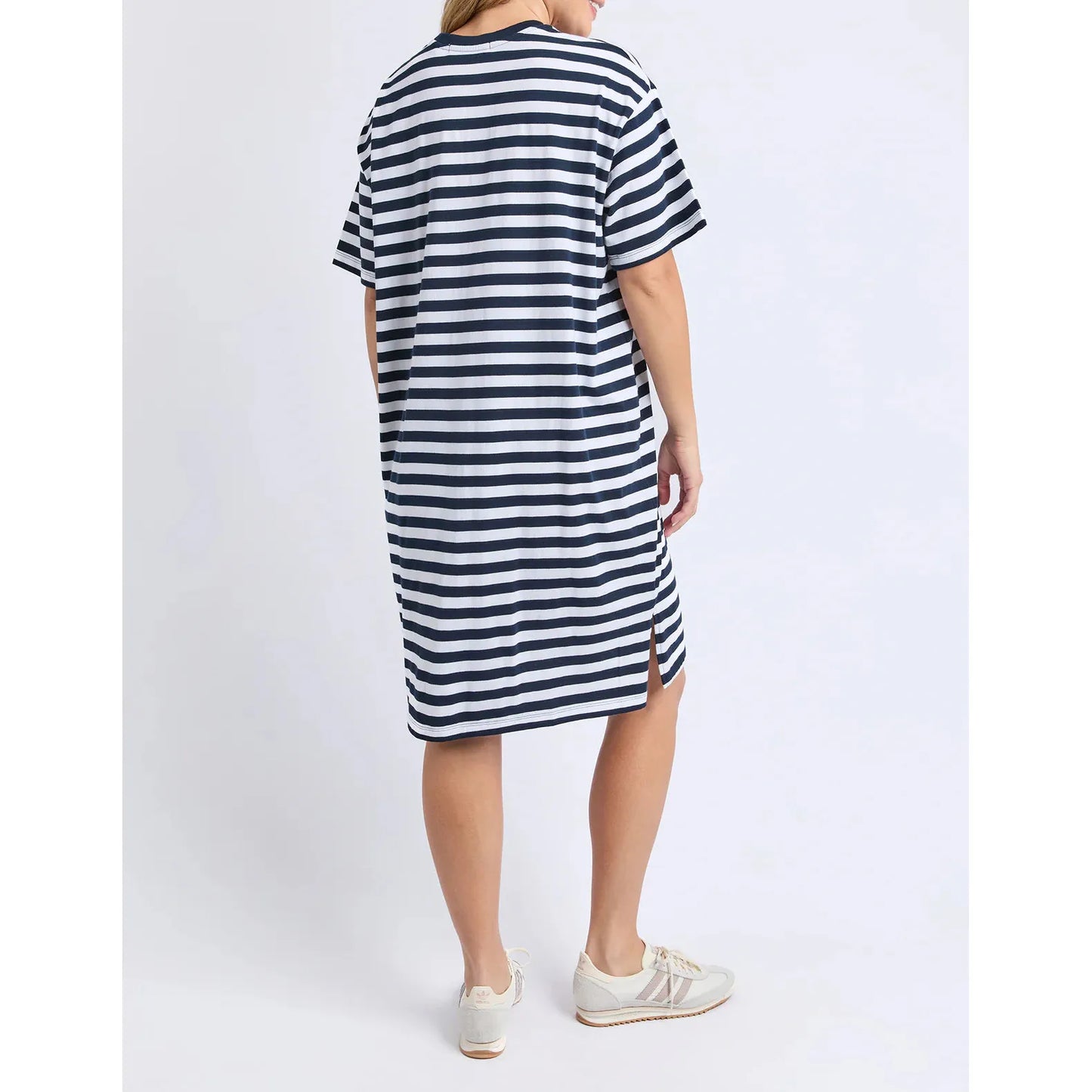 Simplified T dress - Ny/Wht