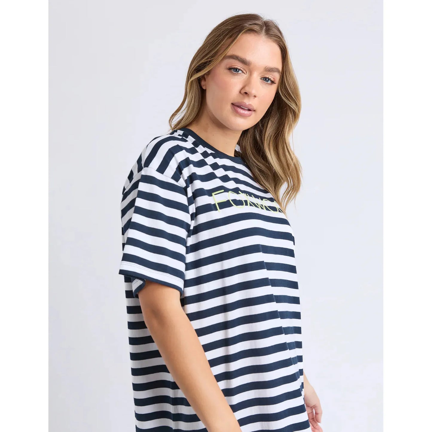 Simplified T dress - Ny/Wht