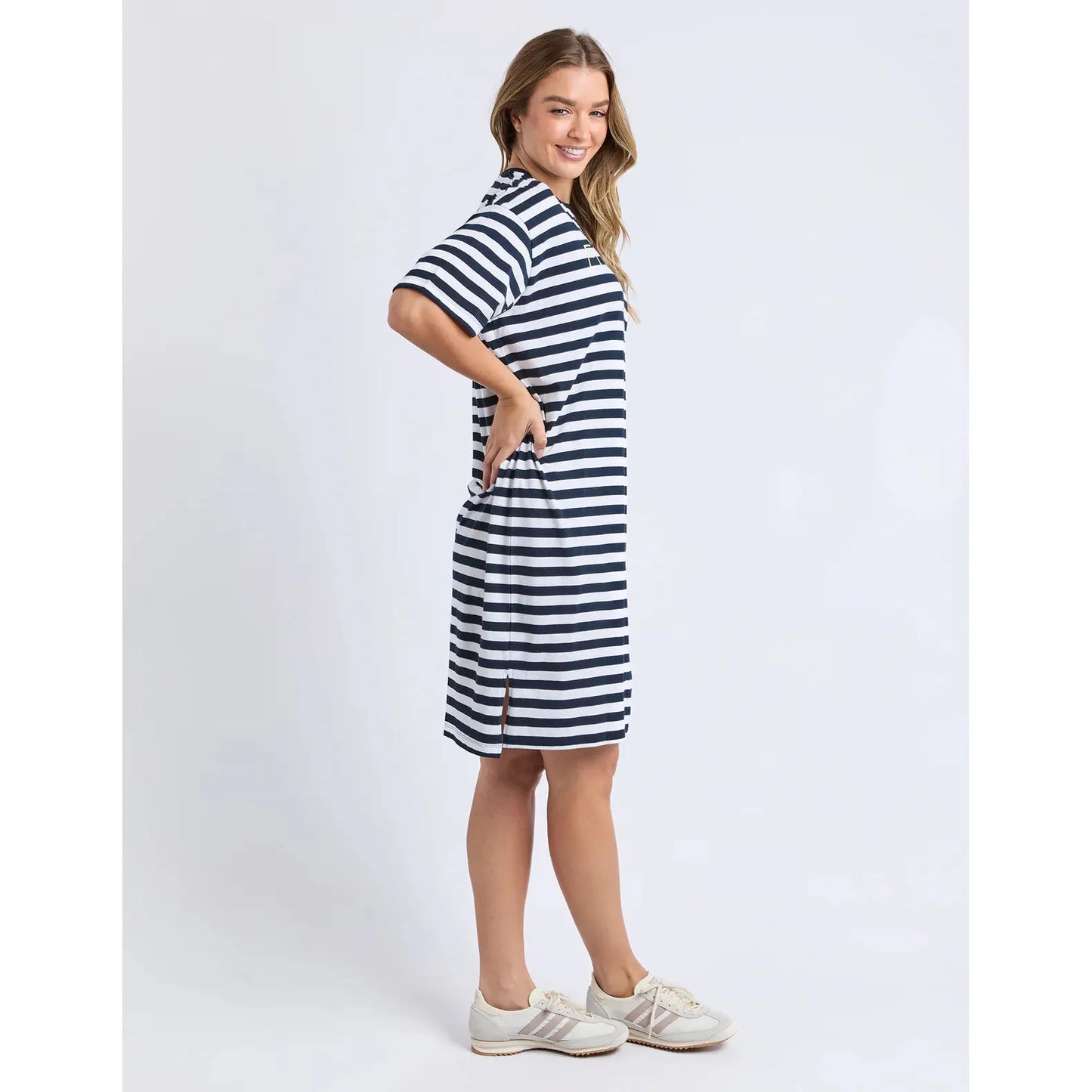 Simplified T dress - Ny/Wht