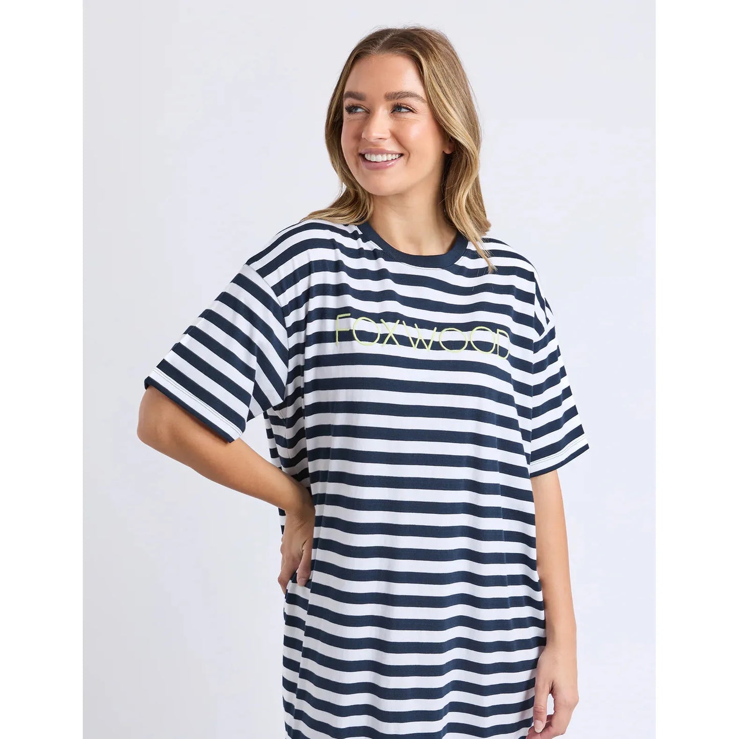 Simplified T dress - Ny/Wht